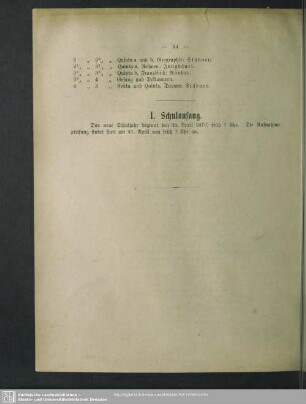 I. Schulanfang
