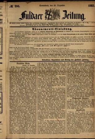 Ausgabe vom Samstag, den 29. Dezember 1883.