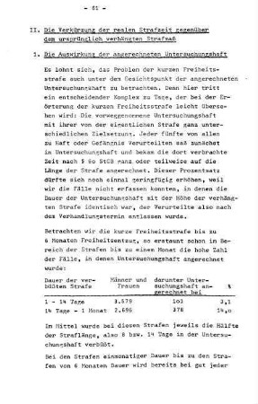 1. Die Auswirkungen der angerechneten Untersuchungshaft
