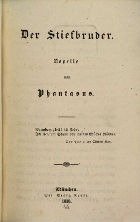 Der Stiefbruder : Novelle