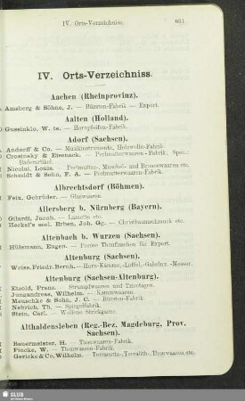 IV. Orts-Verzeichniss