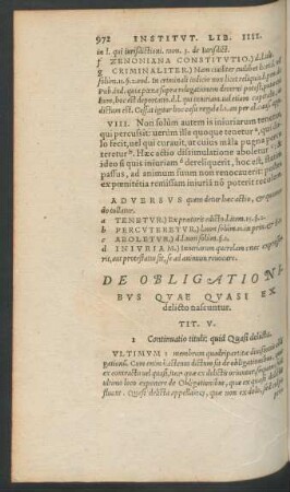 De Obligationibus Quae Quasi Ex delicto nascuntur. Tit. V.