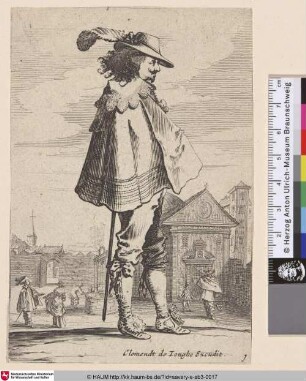 [Soldat im rechten Profil, im Hintergrund ein Platz; Soldier in right profile before a campo]