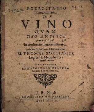 Exercitatio extraord. de vino