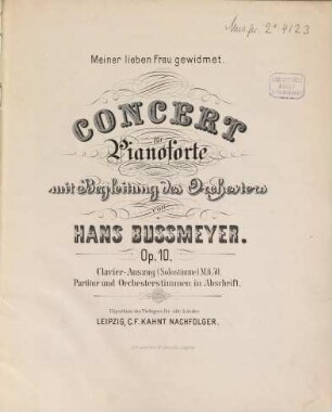 Conzert für Pianoforte mit Begleitung des Orchesters : op. 10