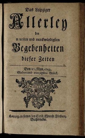 Den 20. Nov. 1759. Sieben und vierzigstes Stück.
