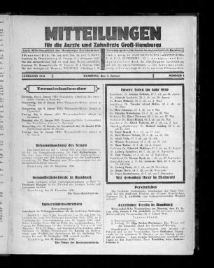 Jahrgang 1931, Hamburg, den 4. Januar, Nummer 1