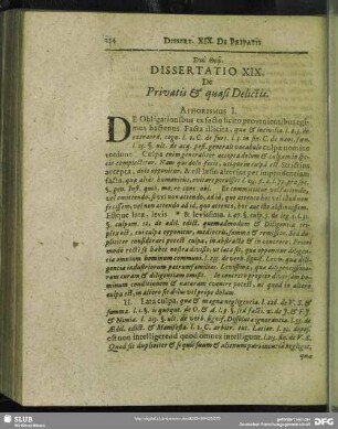 Dissertatio XIX. De Privatis & quasi Delictis