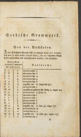 Serbische Grammatik.
