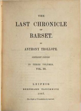 The last chronicle of Barset, 3