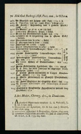 70-72, Libri Medici, Chirurg. &c. in Duodecimo
