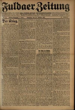 Zweite Ausgabe vom Samstag, den 16. Januar 1915.