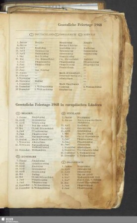 Gesetzliche Feiertage 1968
