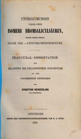 Untersuchungen über zwei isomere Bromsalicylsäuren, sowie über einige Salze der ??-Amidobrombenzoesäure