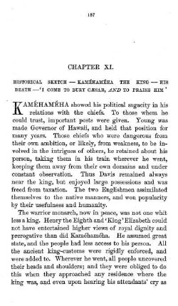 HISTORICAL SKETCH - KAMÉHAMÉHA THE KING - HIS DEATH - 'I COME TO BURY CÆSAR, and TO PRAISE HIM '