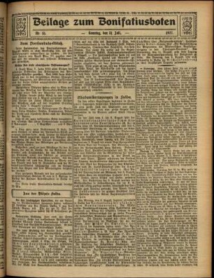 Zweite Ausgabe vom Sonntag, den 31. Juli 1927.
