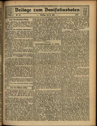 Zweite Ausgabe vom Sonntag, den 31. Juli 1927.