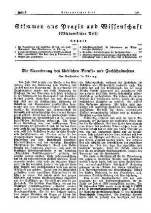 Die Neuordnung des ländlichen Berufs- und Fachschulwesens : [Nichtamtlicher Teil]