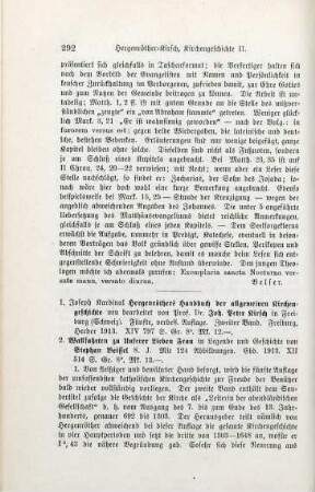 292-294 [Rezension] Hergenröther, Joseph, Die Kirche als Leiterin der abendländischen Gesellschaft. Mit einer Karte: Provinciae ecclesiasticae Europae medio saec. XIV