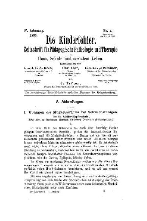 Übungen des Muskelgefühles bei Schwachsinnigen : I.