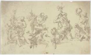 Vier Gruppen mit Satyr und Silen