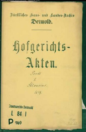 Prott, Hermann gegen Kaspar Stivarius, Pastor zu Alverdissen - Schuldforderung