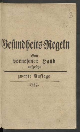 Gesundheits-Regeln Von vornehmer Hand aufgesetzt