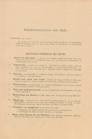 Inhaltsverzeichnis von Heft 1