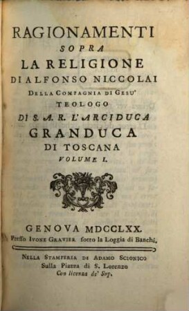Ragionamenti Sopra La Religione, 1