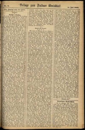 Zweite Ausgabe vom Samstag, den 14. Juli 1883.