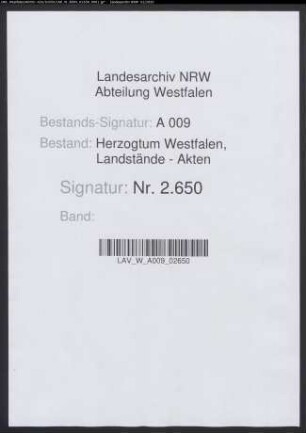 Vollmachten des Domkapitels Köln für die Landtagsdeputierten 1657, 1660, 1661, 1663, 1664, 1667 und 1668 (Abschriften)