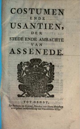 Costumen Ende Usantien, Der Stede Ende Ambachte Van Assenede