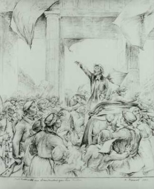 Karl Liebknecht am Brandenburger Tor Berlin (1. Entwurf)
