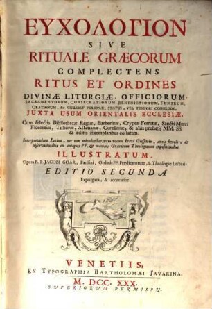 Euchologion : id est, Rituale Graecorum