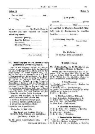 Staatsbeihilfen für die ländlichen und gärtnerischen Fortbildungsschulen : [Erziehung] ; [Amtliche Erlasse] ; [Amtlicher Teil]