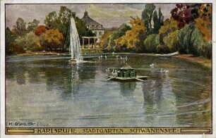 Postkartensammlung Weis mit Ansichten Karlsruhes. Stadtgarten