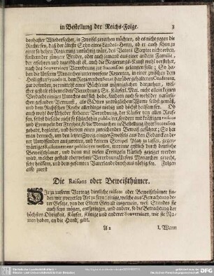Die Raisons oder Beweißthümer