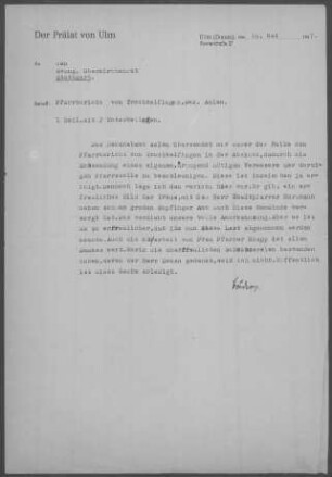 Trochtelfingen: Pfarrbericht 1947