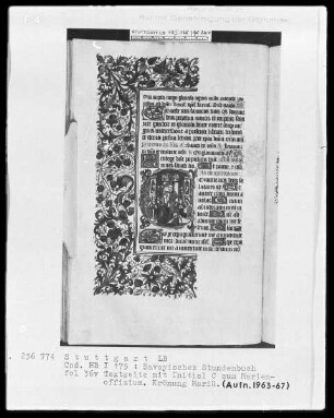 Liber horarum — Initiale C (onverte nos) mit Krönung Mariae, Folio 36verso