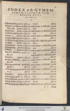 Index Argumentorum. Locorum Communium Huius Operis.