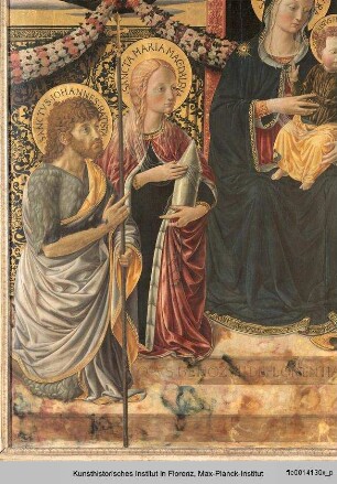 Maria mit Kind und den Heiligen Johannes Baptista, Maria Magdalena, Augustinus und Marta und zwei Engeln