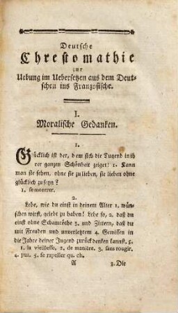 Deutsche Chrestomathie zur Übung im Übersetzen aus dem Deutschen in Französische