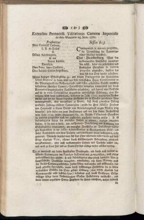 Extractus Protocolli Visitationis Cameræ Imperialis de dato Wetzlariæ 25. Nov. 1771.