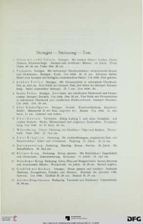 Steingut – Steinzeug – Ton (Nr. 1-15)