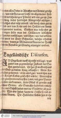 Engelländische Discursen.