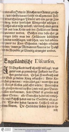 Engelländische Discursen.