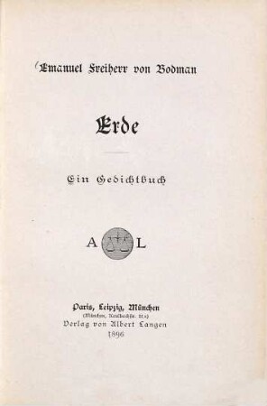 Erde : ein Gedichtbuch