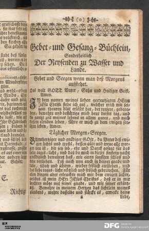 Gebet- und Gesang-Büchlein, Sonderheitlich Der Reysenden zu Wasser und Lande.