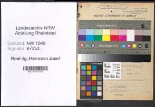 Entnazifizierung Hermann Josef Roehrig , geb. 20.02.1904 (Werkmeister)