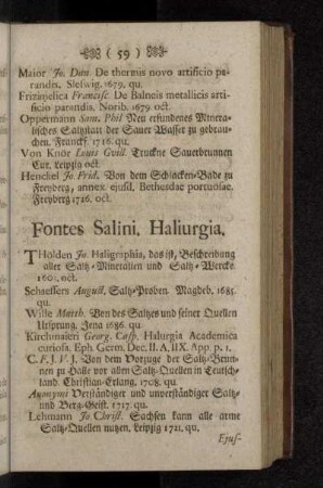 Fontes Salini, Haliurgia.